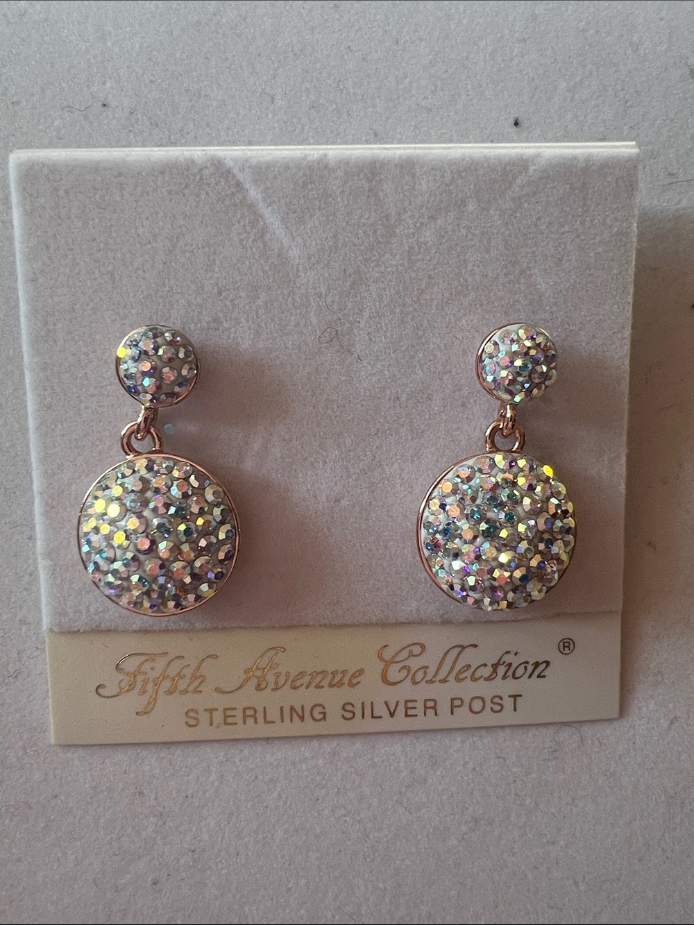 Fifth Avenue Collection Iridescent Crystal Drop Earrings - Sterling Silver Post